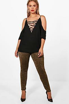 Boohoo Plus Taylor Metallic High Waist Legging