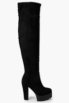 Boohoo Anna Platform Cleated Over The Knee Boot