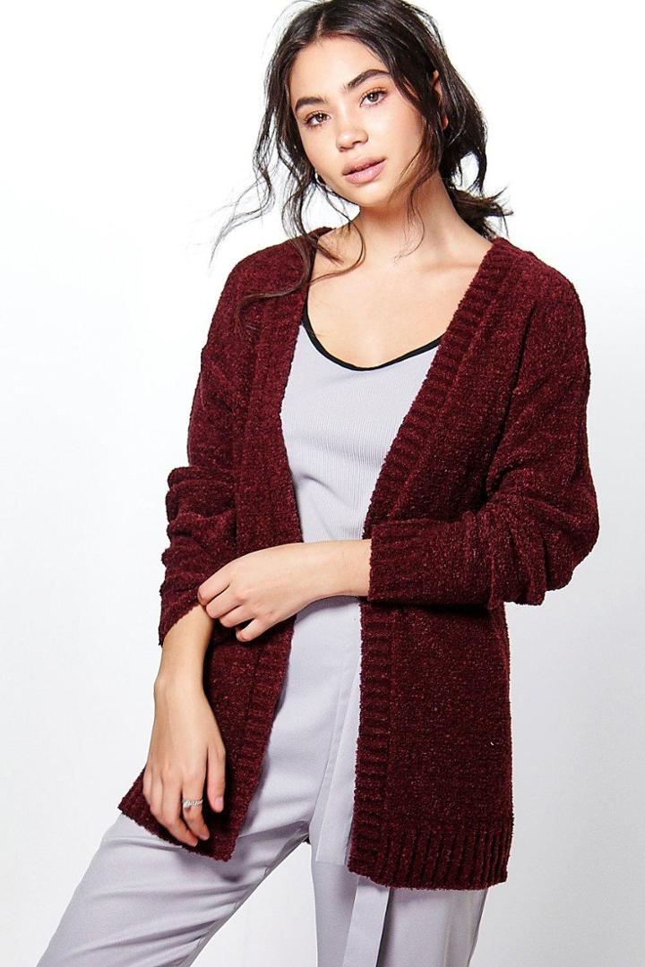 Boohoo Maria Boucle Cardigan Merlot