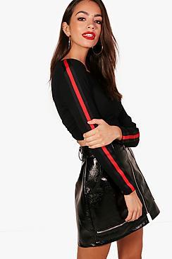 Boohoo Sports Rib Long Sleeve Crop