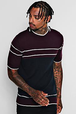 Boohoo Short Sleeve Colour Block Knitted T-shirt