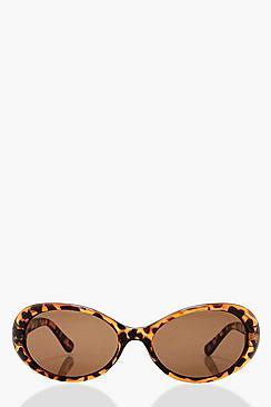 Boohoo Ivy Oval Frame Tortoiseshell Sunglasses