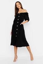 Boohoo Tall Square Neck Button Front Dress