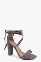 Boohoo Emma Wrap Strap Block Heel Sandal Grey
