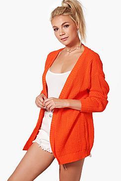 Boohoo Amelia Edge To Edge Waffle Cardigan