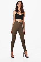 Boohoo Maya Cross Front Crepe Leggings