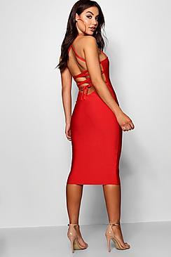 Boohoo Premium Bandage Strappy Back Midi Dress