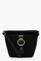 Boohoo Suedette And Ring Buckle Bucket Bag