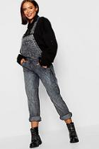 Boohoo Stonewash Relaxed Denim Dungarees