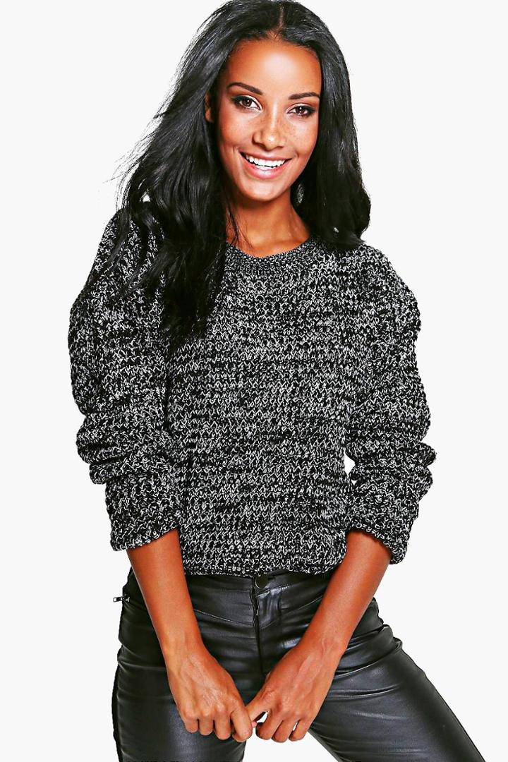 Boohoo Hannah Marl Fisherman Jumper Black