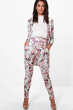 Boohoo Amy Pastel Floral Print Skinny Trouser