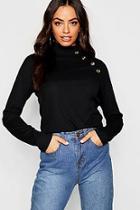 Boohoo Gold Button Turtle Neck Top