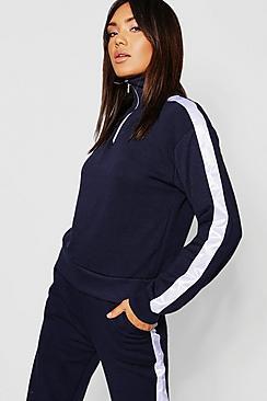 Boohoo Side Stripe Zip Detail Sweater