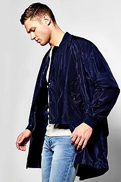 Boohoo Longline Bomber With Zip Off Hem