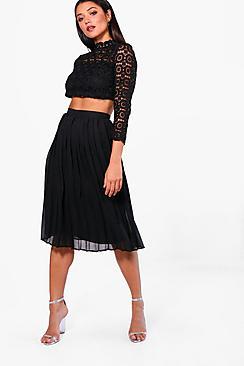 Boohoo Boutique Mary Lace Top And Midi Skirt Set