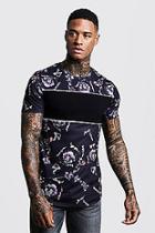 Boohoo Muscle Fit Printed T-shirt With Black Panel