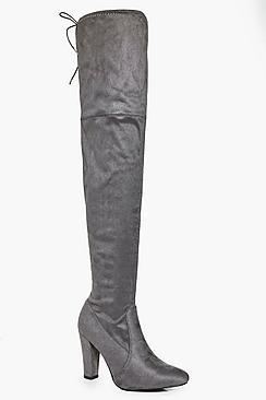 Boohoo Rose Block Heel Over The Knee