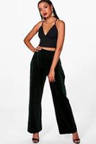 Boohoo Mariana Boutique Velvet Wide Leg Trouser