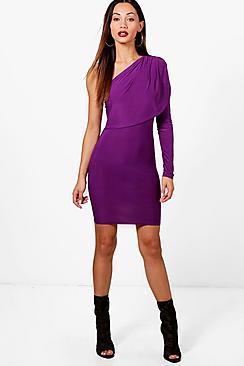 Boohoo Petite Cassy Slinky Asymmetric Mini Dress