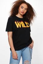Boohoo Plus Bethany Wld Flame Printed Tee Black