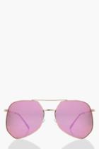 Boohoo Tilly Angular Aviator Sunglasses Pink