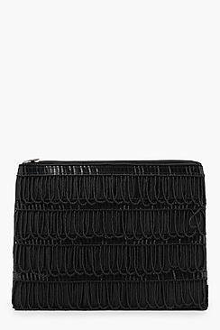 Boohoo Amy Beaded Tassel Ziptop Clutch