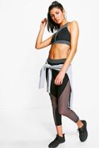 Boohoo Eliza Fit Mesh Panel Running Leggings Black