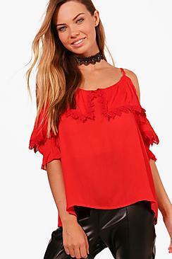 Boohoo Holly Cold Shoulder Lace Cami