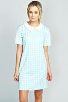 Boohoo Alex Dogtooth Collar Dress