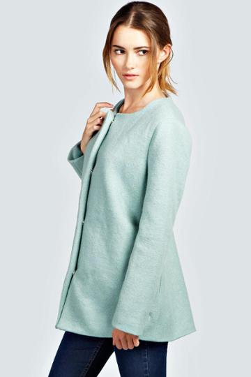 Boohoo Zara Textured Wool Look Boyfriend Coat - Taupe