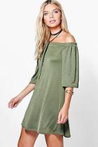 Boohoo Hillary Off The Shoulder Shift Dress