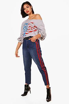 Boohoo Olivia Fame Licensed Slash Neck Sweatshirt