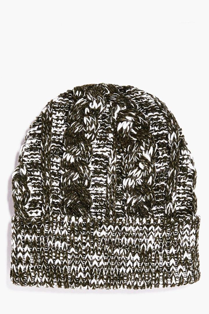 Boohoo Twist Yarn Beanie Khaki