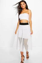 Boohoo Megan Prom Style Midi Skirt Ivory