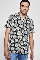 Boohoo Black Short Sleeve Tropical Print Shirt