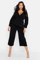 Boohoo Plus Wrap Top & Tapered Trouser Co-ord