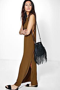 Boohoo Halliee Drop Arm Split Side Maxi Dress