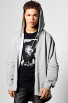 Boohoo Longline Fishtail Biker Hoodie Grey