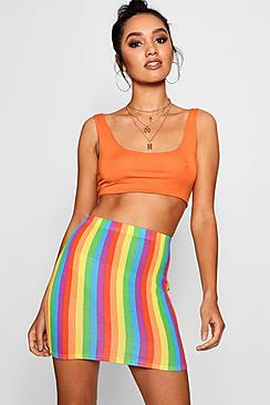 Boohoo Petite Allana Rainbow Jersey Mini Skirt