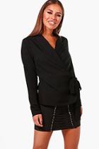 Boohoo Petite Paige Wrap Front Tie Side Blouse