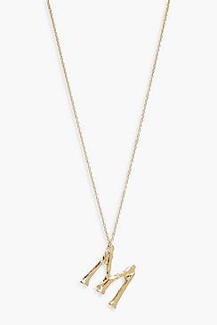 Boohoo Bamboo M Initial Pendant Necklace