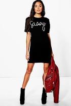 Boohoo Elise Sassy Printed T-shirt Dress