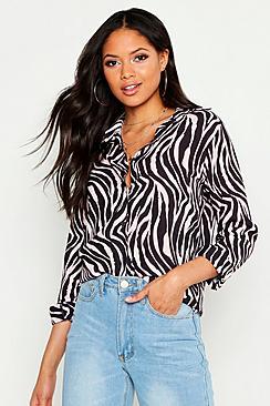 Boohoo Tall Zebra Print Shirt