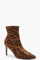 Boohoo Leopard Pointed Toe Shoe Boots