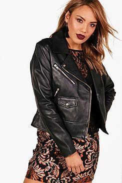 Boohoo Natalie Leather Biker Jacket