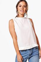 Boohoo Petite Pheobe Sleeveless Ruffle Trim Blouse
