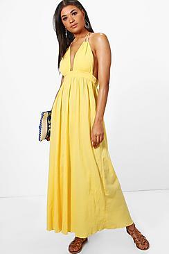 Boohoo Sheeva Open Back Tassel Maxi Dress