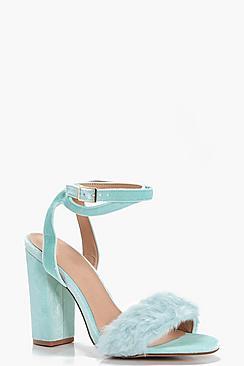 Boohoo Laura Fur Detail Two Part Heel