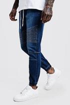 Boohoo Skinny Fit Jersey Denim Cuffed Biker Joggers