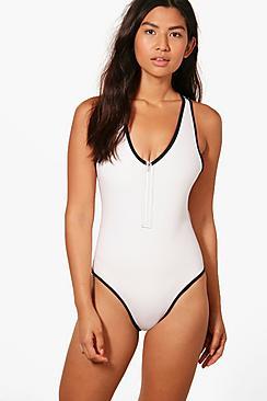 Boohoo Valencia Neoprene Racer Back Swimsuit